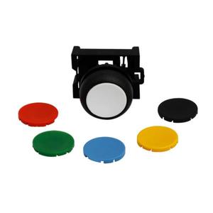 EATON M22S-D-X-SWRGYB Pushbutton, Black, Red, Green, White, Yellow, Blue Actuator, Black Bezel | BH4UDM
