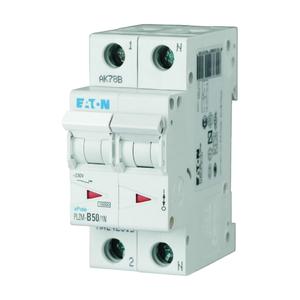 EATON PLSM-C50/2-AU High Quality Miniature Circuit Breaker, 230/400 VAC, 50 A, 10 kA Interrupt, 2 Poles | BH6JHE