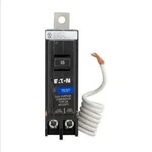 EATON QB1015AFGF Bolt-On Dual Function Af/Gf 1P 15A Circuit Breaker | BH6MBM