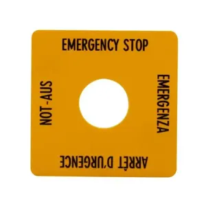 EATON SQT1 Rmq 16 Pushbutton Legend Plate, Rmq-16, Square Emergency Stop Plate, Ip65 | BH6ZHW