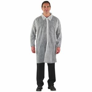 EDGE 67-100 Disposable Lab Coat, Spunbond Polypropylene, White, 5Xl, 30 PK | CP4CKG 491M09
