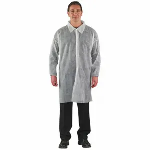 EDGE 67-100 Disposable Lab Coat, Spunbond Polypropylene, White, 5Xl, 30 PK | CP4CKG 491M09