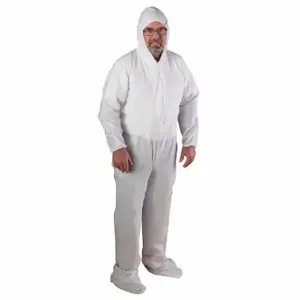 EDGE 67-200 Coverall, Microporous Film Laminate, Serged Seam, White, 25 PK | CP4CKH 415Y67