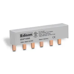 EDISON EB3P100M6 Busbar, 100A, 600 VAC/VDC, 6 -Pin, Cut To Length | CV7DYJ