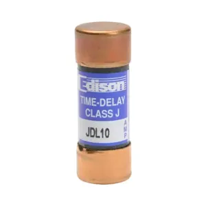 EDISON JDL10 Fuse, Class J, Current-Limiting, Time-Delay, 10A, 600 VAC, Ferrule, Pack Of 10 | CV7MXD