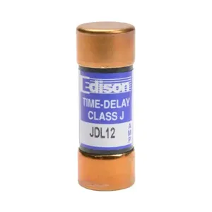 EDISON JDL12 Fuse, Class J, Current-Limiting, Time-Delay, 12A, 600 VAC, Ferrule, Pack Of 10 | CV7MXG