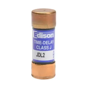 EDISON JDL2 Fuse, Class J, Current-Limiting, Time-Delay, 2A, 600 VAC, Ferrule, Pack Of 10 | CV7MXN