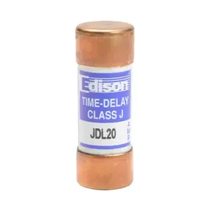 EDISON JDL20 Fuse, Class J, Current-Limiting, Time-Delay, 20A, 600 VAC, Ferrule, Pack Of 10 | CV7MXP