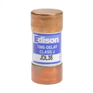 EDISON JDL35 Fuse, Class J, Current-Limiting, Time-Delay, 35A, 600 VAC, Ferrule, Pack Of 10 | CV7MXY