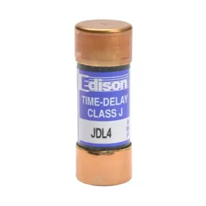 EDISON JDL4 Fuse, Class J, Current-Limiting, Time-Delay, 4A, 600 VAC, Ferrule, Pack Of 10 | CV7MYA