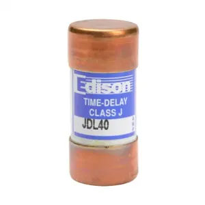 EDISON JDL40 Fuse, Class J, Current-Limiting, Time-Delay, 40A, 600 VAC, Ferrule, Pack Of 10 | CV7MYB