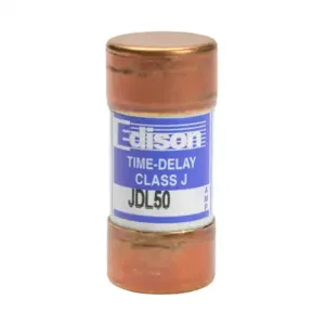 EDISON JDL50 Fuse, Class J, Current-Limiting, Time-Delay, 50A, 600 VAC, Ferrule, Pack Of 10 | CV7MYG