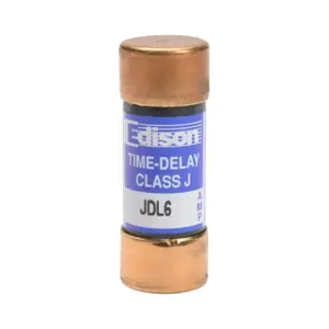 EDISON JDL6 Fuse, Class J, Current-Limiting, Time-Delay, 6A, 600 VAC, Ferrule, Pack Of 10 | CV7MYJ