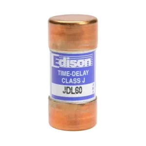 EDISON JDL60 Fuse, Class J, Current-Limiting, Time-Delay, 60A, 600 VAC, Ferrule, Pack Of 10 | CV7MYK