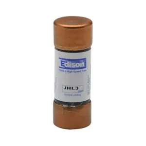 EDISON JHL3-1 Drive Fuse, Class J, Current-Limiting, High Speed, 3A, 600 VAC, Ferrule | CV7MZX