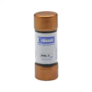 EDISON JHL3 Drive Fuse, Class J, Current-Limiting, High Speed, 3A, 600 VAC, Ferrule, Pack Of 10 | CV7MZT