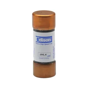 EDISON JHL4 Drive Fuse, Class J, Current-Limiting, High Speed, 4A, 600 VAC, Ferrule, Pack Of 10 | CV7NAB