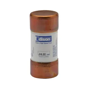 EDISON JHL60 Drive Fuse, Class J, Current-Limiting, High Speed, 60A, 600 VAC, Ferrule, Pack Of 10 | CV7NAR