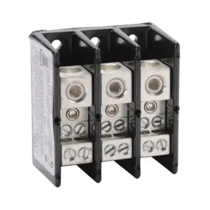 EDISON PB1043 Open Terminal Block, 175A, 3-Pole 2/0 Awg To 8 Awg, 4 Openings | CV7DJQ