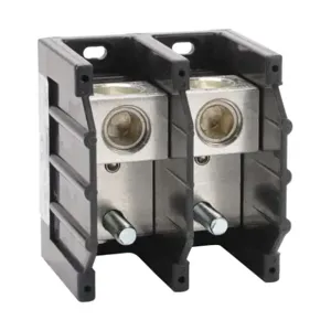 EDISON PB4012 Open Terminal Block, 380A, 2-Pole 500 Mcm To 6 Awg, 3/8-16 x 1 Stud, Panel Mount | CV7DJZ