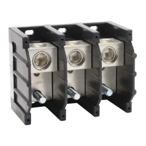 EDISON PB4013 Open Terminal Block, 380A, 3-Pole 500 Mcm To 6 Awg, 3/8-16 x 1 Stud, Panel Mount | CV7DKA