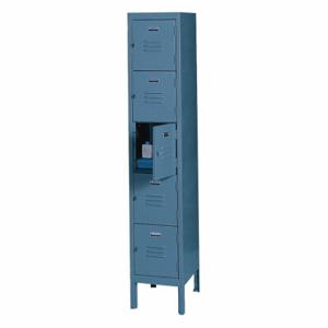 EDSAL CL5101BU-UN Box Locker, 12 Inch x 12 Inch x 66 in, Louvered, Padlock Hasp, Blue, Unassembled, Blue | CP4CNG 45GU26