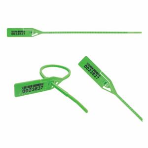 ELC SECURITY PRODUCTS 061RIML128PPGR Pull-Tight Seals, 8 Inch Strap Length, 44 Lb Breaking Strength, Green, Black, Laser Marked | CP4DCD 49AH28