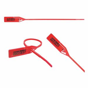 ELC SECURITY PRODUCTS 061RIML128PPRD Pull-Tight Seals, 8 Inch Strap Length, 44 Lb Breaking Strength, Red, Black, Laser Marked | CP4DCF 49AH29