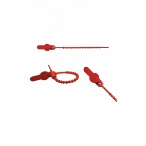 ELC SECURITY PRODUCTS 065N14PPRD Pull-Tight Seals, 4 3/8 Inch Strap Length, 24 Lb Breaking Strength, Red, Red, Laser Marked | CP4DBD 49AH50