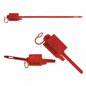 ELC SECURITY PRODUCTS 082NHA30PPRD Pull-Tight Seals, 12 Inch Strap Length, 92 Lb Breaking Strength, Red, Black, Hot Stamped | CR3ABD 49AH77