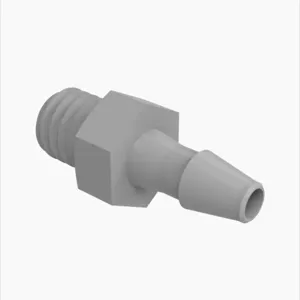 ELDON JAMES A1032X-1.5-200PVDF Adapter, 10-32 Extended Thread Size, 3/32 Inch Barb, Grey Kynar 740 | CJ8CMW