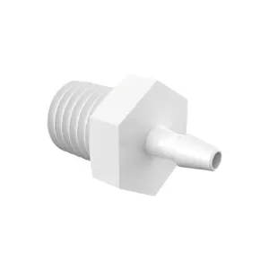 ELDON JAMES A1428-1-200PP Adapter, 1/4-28 UNF Thread Size, 1/16 Inch Barb, Polypropylene | CJ8CUT