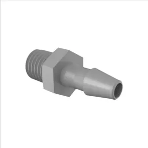 ELDON JAMES A1428-2-200PVDF Adapter, 1/4-28 UNF Thread Size, 1/8 Inch Barb, Gray Kynar 740 | CJ8CVP