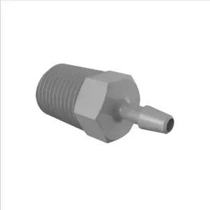 ELDON JAMES A4-2.5PVDF Adapter, 1/4 NPT Thread Size, 5/32 Inch Barb, Gray Kynar 740 | CJ8DCD