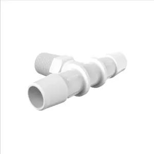 ELDON JAMES T4B-8WP White Polypropylene Tee, 1/4 BSPT Size, 1/2 Inch Inside Dia. | CJ8LRR