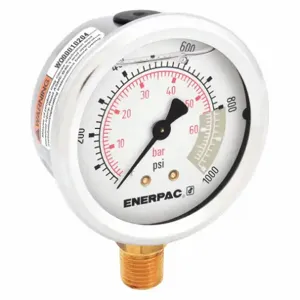 ENERPAC G2514L Hydraulic Pressure Gauge, 2.50 Inch Face, Glycerine Filled, 1000 Max. Psi | AD6MRH 46C566