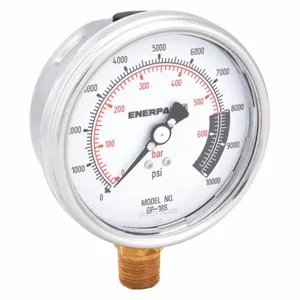 ENERPAC GP-10S Pressure Gauge, 10000 PSI, 4 Inch Dial Face | AC9UKL 3KD63