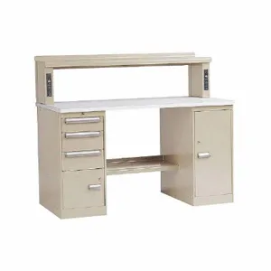 EQUIPTO 389R6C-PY Center Work Table, 33 1/2 Inch Height, Beige, Steel | CM7YDL