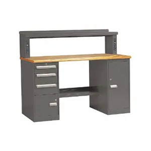 EQUIPTO 389R4W-GY Center Work Table, 20 Gauge, Gray, Steel | CM7YCV