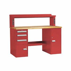 EQUIPTO 389R5W-RD Center Work Table, 33 1/2 Inch Height, 30 Inch Depth, Cherry Red, Steel | CM7YDC