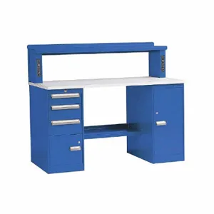 EQUIPTO 389R6C-RB Center Work Table, 33 1/2 Inch Height, 72 Inch Width, 30 Inch Depth, Regal Blue, Steel | CM7YDK