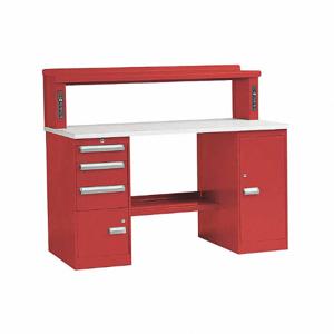 EQUIPTO 389R5C-RD Center Work Table, 30 Inch Depth, 60 Inch Width, 33 1/2 Inch Height, Red, Steel | CM7YDM