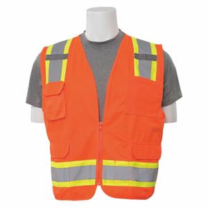 ERB SAFETY 62162 Safety Vest, Ansi, Hi-Viz, Orange, 3Xl, Ansi Class 2, 3Xl, Orange, Mesh Polyester, Zipper | CP4JEU 59ZN79