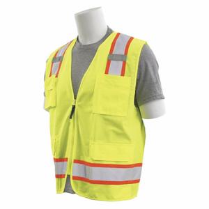ERB SAFETY 62372 Surveyor Vest, ANSI Class 2, Lime, XL | CP4JFE 305X18