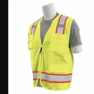 ERB SAFETY 62372 Surveyor Vest, ANSI Class 2, Lime, XL | CP4JFE 305X18