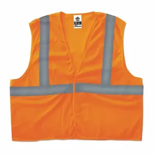 ERGODYNE 20967 Mesh Safety Vest, ANSI Class 2, 2XL/3XL, Orange, Solid Polyester, Hook-and-Loop | CP4JKK 66CZ90