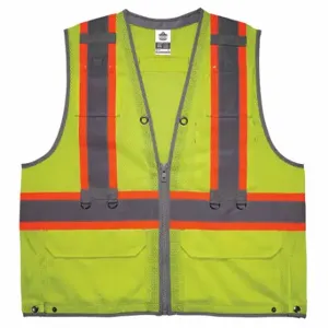 ERGODYNE 24177 Tool Tethering Safety Vest, ANSI Class 2, U, 2XL/3XL, Lime, Mesh Polyester | CP6NDK 785EJ8