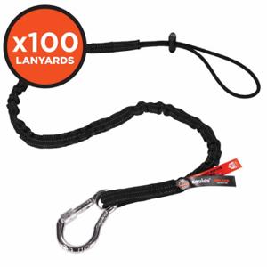 ERGODYNE 3100-100PK Tool lanyard, Std Tether, Carabiner Attachment, 1 Attachment Pts, Tether | CU4GNT 785TY4