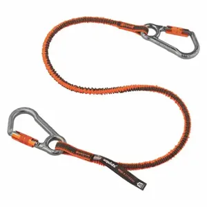 ERGODYNE 3118F(x) Shock Absorbing Tool Lanyard, Gray/Orange, Carabiner, Aluminum, Hand Tools | CP4JLF 52NN43