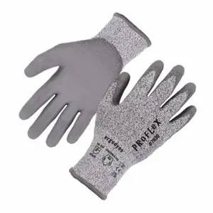 ERGODYNE 7030 Coated glove, M, ANSI Cut Level A3, Palm, Dipped, Polyurethane, Gray, 1 Pair | CT8AFN 793NV8